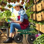 LDAILY Garden Seat with Wheels 11"-16" Adjustable Height for Lawn Planting