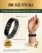 MagnetRX® 3X Strength Magnetic Bracelets for Men – Effective Titanium Mens Magnetic Bracelet – Premium Fold–over Clasp & Adjustable Length with Sizing Tool & Gift Box (Black)