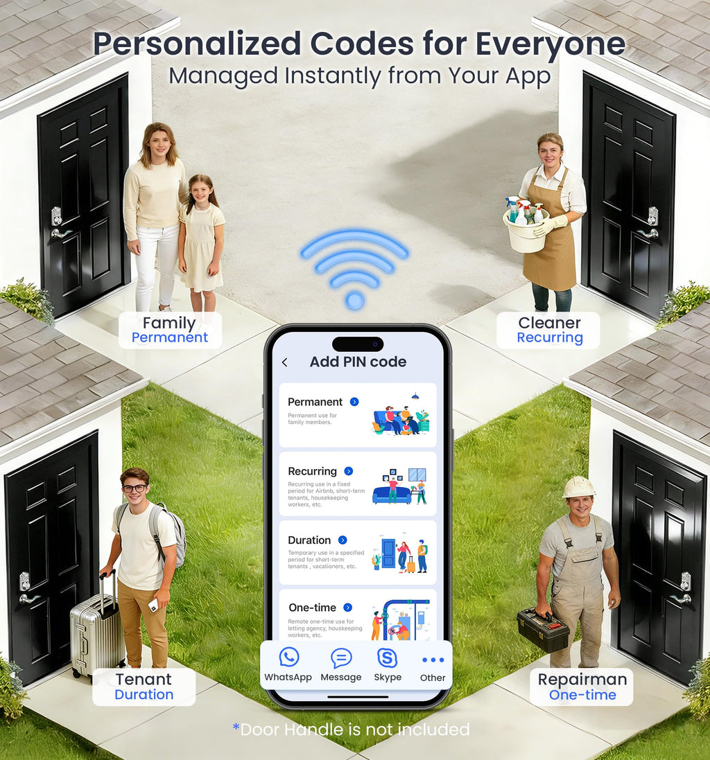 Veise VE012W Built-in WiFi Fingerprint Smart Lock, App Remote Control, Compatible with Alexa & Google Assistant, Keyless Entry for Front Door, Digital Keypad Deadbolt, Auto Lock, Satin Nickel