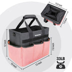 WORKPRO Garden Tool Bag, 10 Pockets and Shoulder Strap, Pink