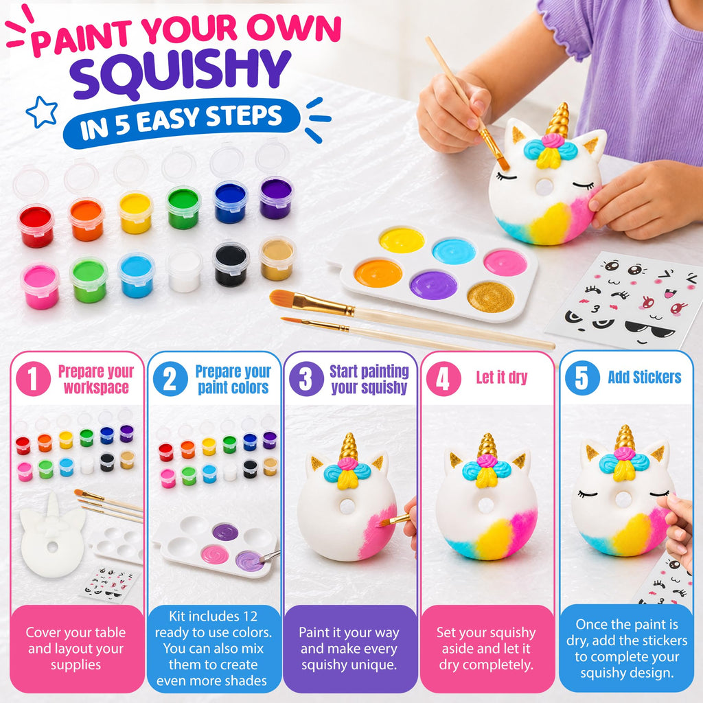 Jim&Gloria Paint Your Own Squishies, Jumbo Squishy Toy Gifts for Girls and Boys 8 9 10 11 12 13 14, Arts and Crafts Squeeze Toys, Party Favors for Birthday, Christmas Gift, Pack of 3