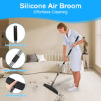 UDUK Broom with Dustpan Combo Set and Silicone Air Broom Kit, 51" Long Handle Floor Squeegee, Black Household Kit for Glass Window Rugs Pet Hair Home
