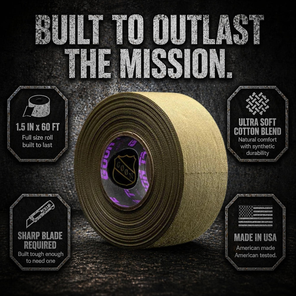 Goon Tape Raid Tape 1.5 in x 60 FT – Premium Moisture-Wicking Tactical Grip Tape for Firearms, AR, Pistol, Handguard, Magazines – Cotton & Synthetic Blend (OD Green)