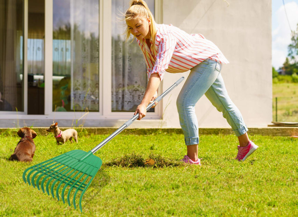 Gardzen Plastic Large Leaf Scoop & 12 Tines Gardening Leaf Rake Set, Comes with 72 Gallon Garden Bag