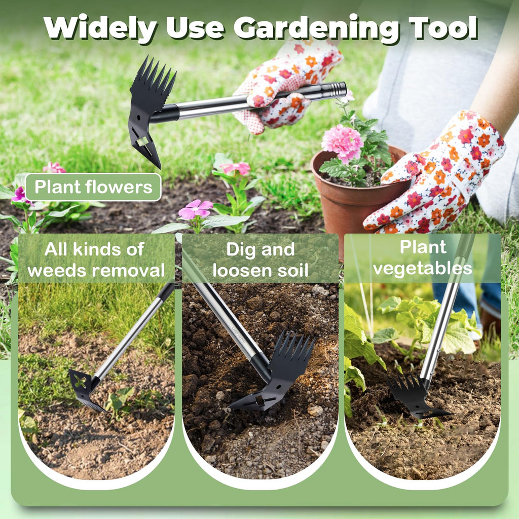 LAWFYMORI Weed Puller Tool with Long Handle, 60" Garden Weeding Tool