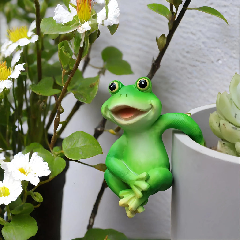 LithosKryos 3 PCS Playful Frog Statues Pot Hugger Decorations for Plant, Miniature Frog Figurines,Women Gifts,Garden Decor Outdoor, Suitable for Flower, Courtyard and Lawn Decorations