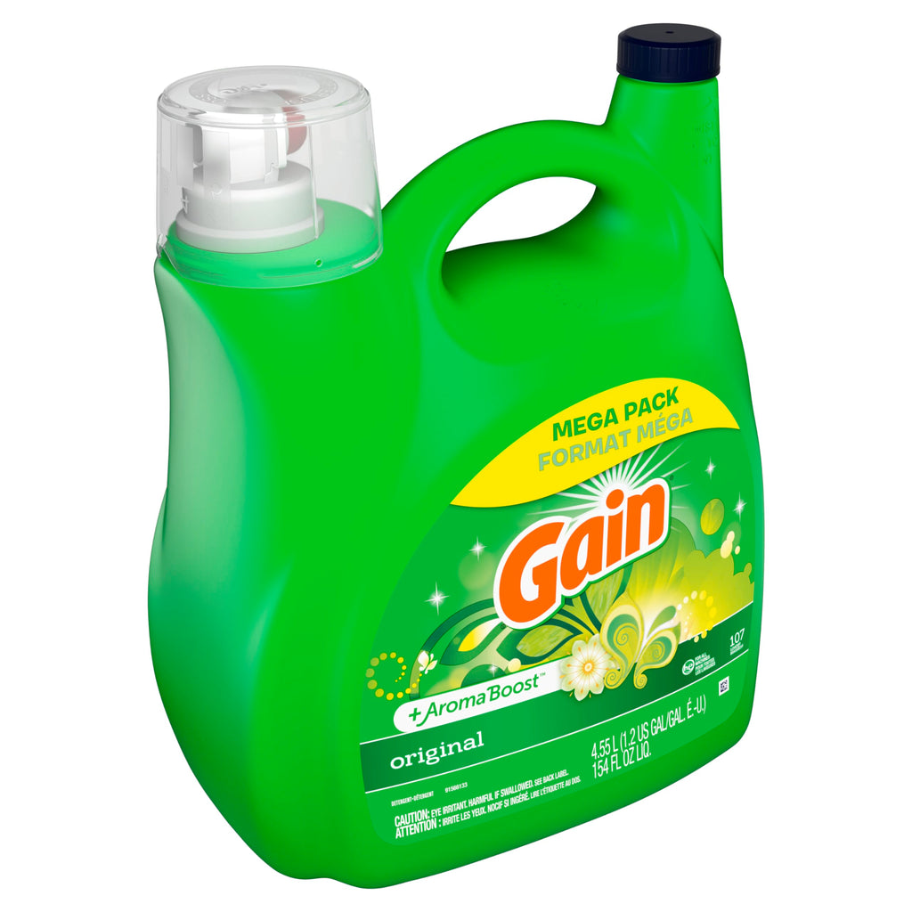 Gain Liquid Laundry Detergent, Original Scent | 107 Loads | 154 oz | HE Compatible | Pack of 2