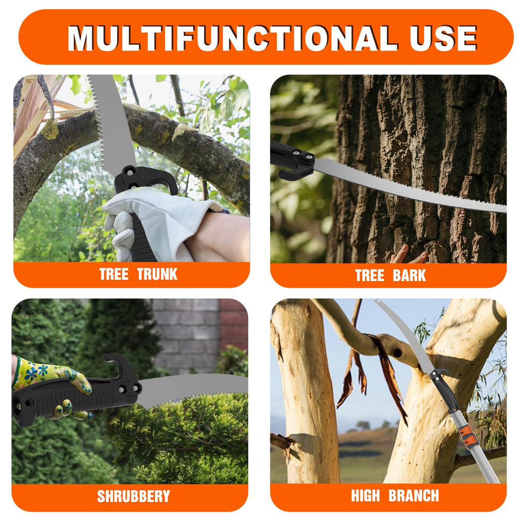 SISUPASSIE 20FT Reach Pole Saw for Tree Trimming, Telescoping Tree Pruner Extendable with 3-12FT Extension Pole, Manual Saw for Garden, Patios, Yard