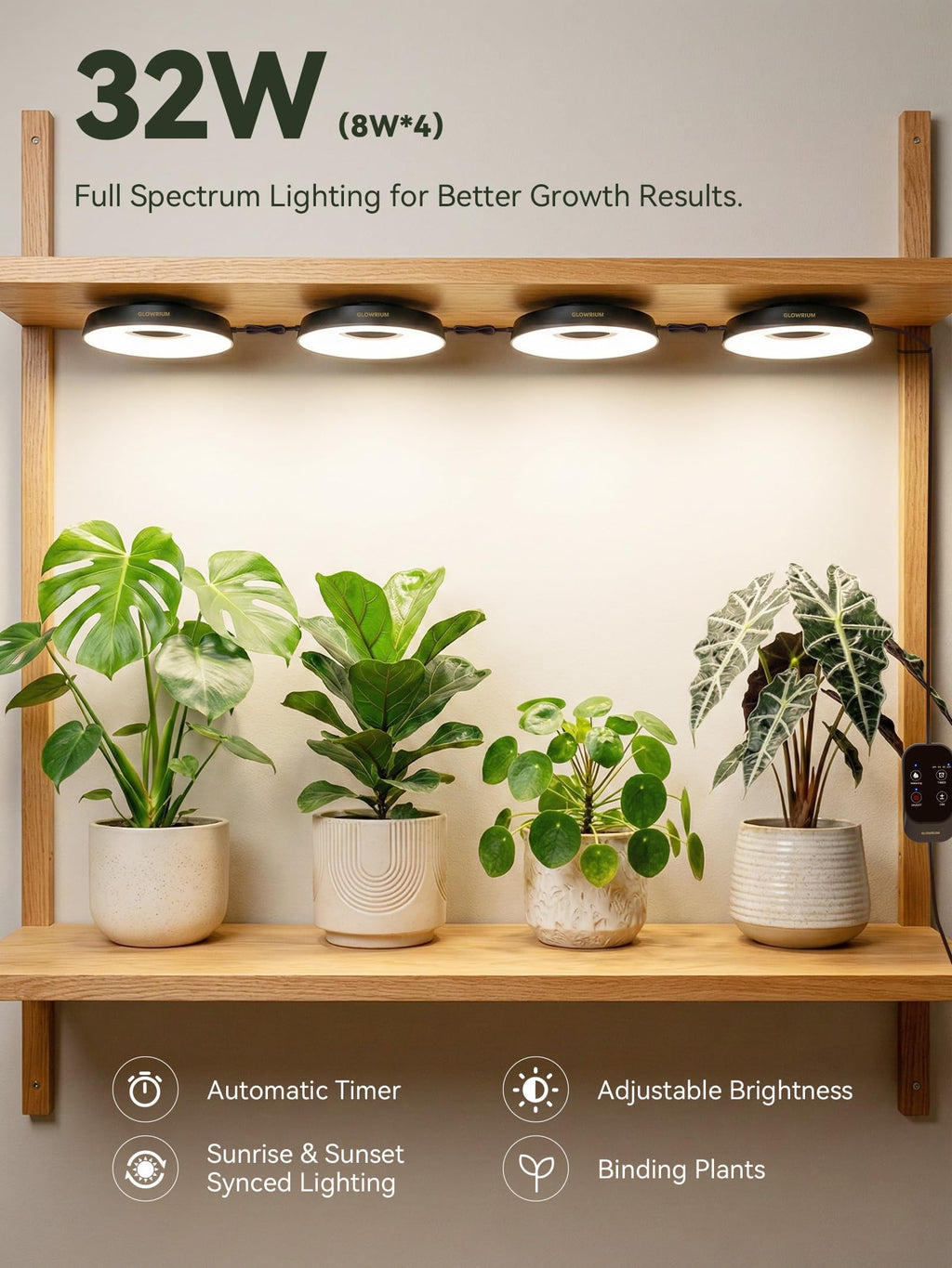 GLOWRIUM Puck Grow Light G7, Full Spectrum Grow Lights for Indoor Plants