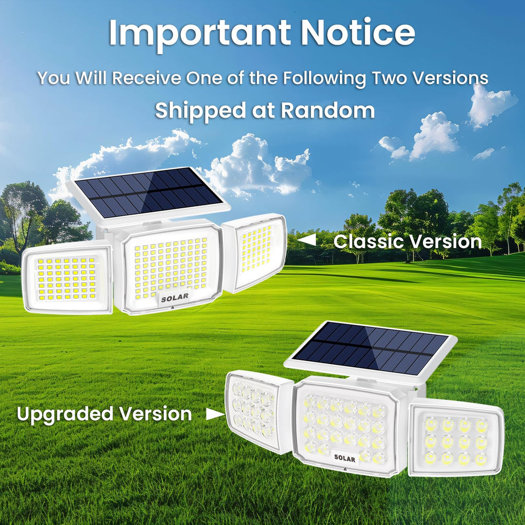 JEJOT White Solar Security Light Outdoor Super Bright LED, Motion Sensor Solar Flood Light, 3 Heads 270° Wide Angle, Remote Control,IP65 Waterproof, 3 Modes (4 Packs)