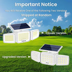 JEJOT White Solar Security Light Outdoor Super Bright LED, Motion Sensor Solar Flood Light, 3 Heads 270° Wide Angle, Remote Control,IP65 Waterproof, 3 Modes (4 Packs)