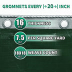 TA*RP YXCN Extra Heavy Duty Tarp 12x20 Ft, 16 Mil Thick Waterproof Poly Tarps Cover UV Resistant, Rip & Tear Proof with Metal Grommets Every 20 Inche (Silver/Green)