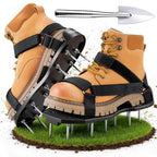 Ohuhu Lawn Aerator Shoes with Stainless Steel Shovel, Free-Installation Aerating Shoe with Hook&Loop Straps, Heavy Duty One-Size-Fits-All Spiked Aerating Sandals for Garden Grass
