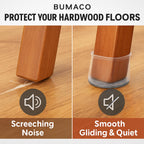 BUMACO 40Pcs Chair Leg Floor Protectors Chair Leg Protectors for Hardwood Floors Silicone Pads Covers to Protect Floors Universal L Clear Fit (1-5/16"~2")