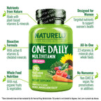 NATURELO One Daily Multivitamin for Women w/Vitamin B12, 240 Ct, Energy Support, Whole Food Daily Women Multivitamin Supplement, Nourish Hair/Skin/Nail, Non-GMO, No Soy, Gluten Free, 8 Month Supply