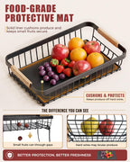Sevenblue 2-Tier Fruit Basket with Banana Hangers, Detachable Metal Bowl