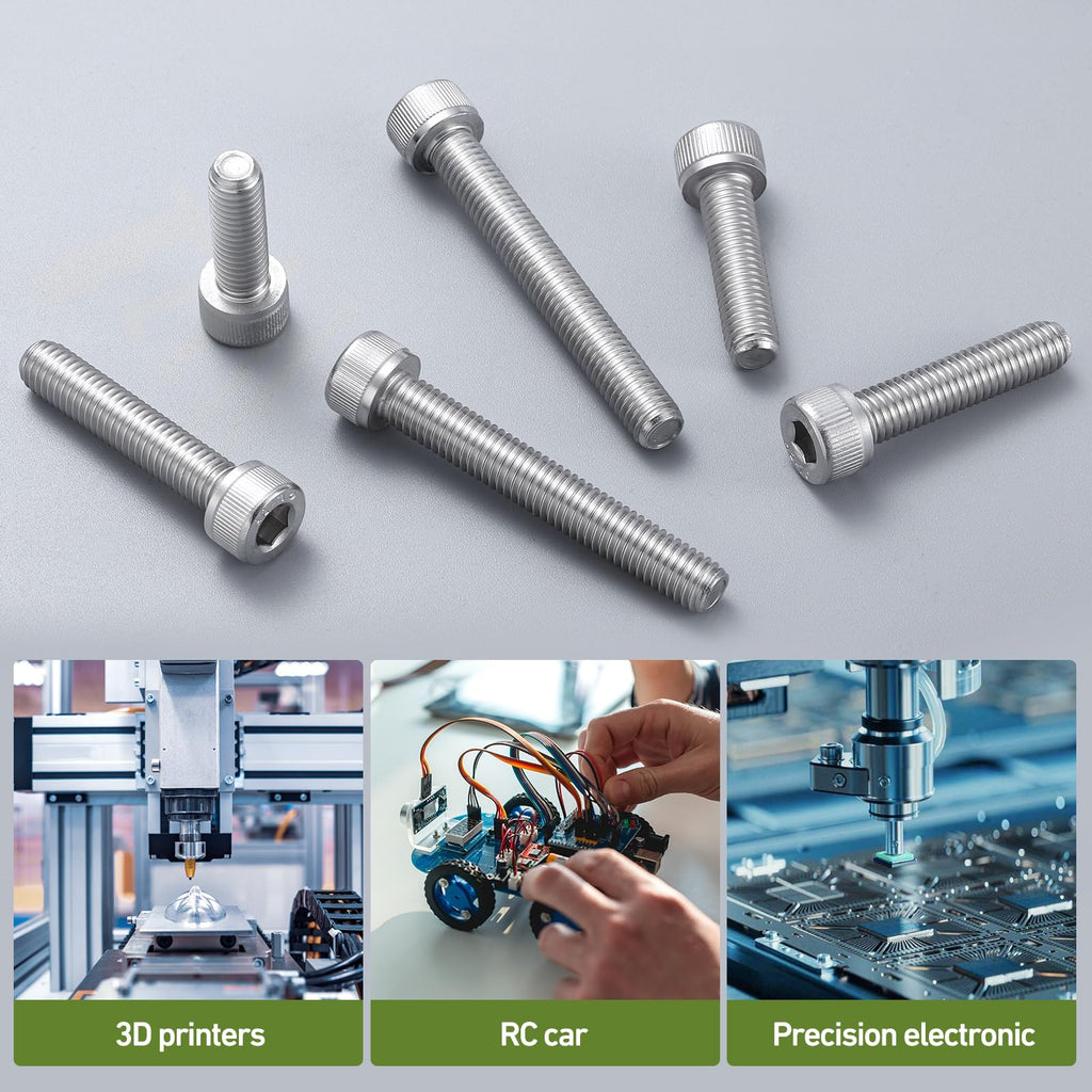 SVLING M3-0.5 x 6mm Bolt, 400PCS M3 Hex Socket Head Cap Screws Bolts, 304 Stainless Steel 18-8, Full Threads, with Hex Spanner