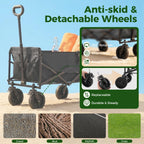 OLIXIS Wagon Cart Collapsible, 330lbs Capacity, Black
