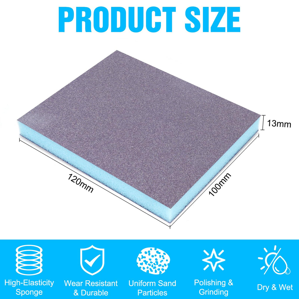 12 Pack Sanding Sponge, Washable and Reusable Sanding Blocks 400 Grit Wet Dry Sand Paper for Wood Drywall Metal Furniture