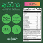 AdvoCare Daily Greens - Greens Powder for Digestion - All-in-one Formula Supports Gut Microbiome, Daily Energy & Immune Support - Antioxidant-Rich Ingredients - Berry Lemonade - 8 oz (20 Servings)