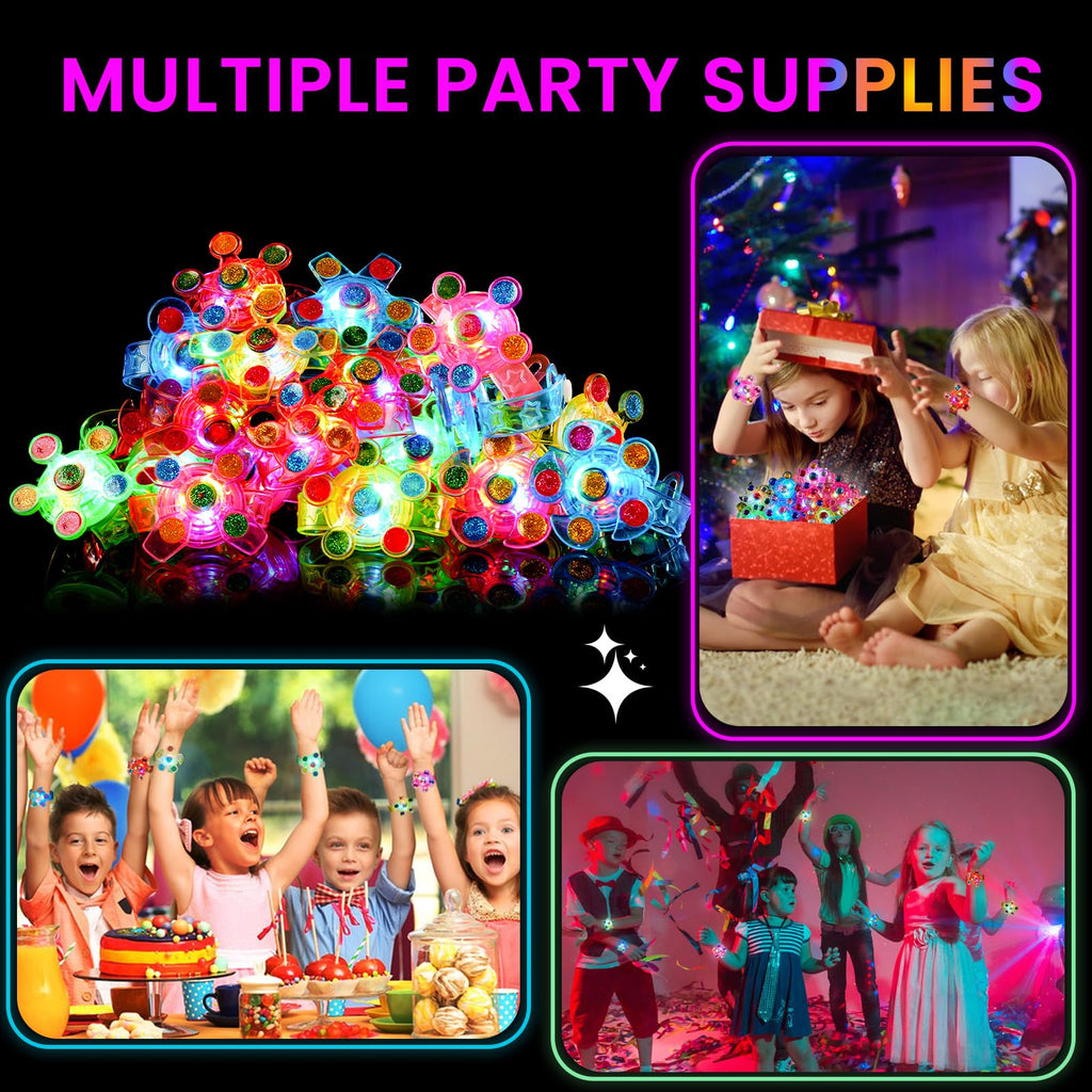 SCIONE 24 Pack LED Light Up Fidget Spinner Bracelets, Party Favors for Kids