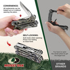 MOSSY OAK Multitool, 22-in-1 Stainless Steel Pliers with Screwdriver Sleeve, Camo Steel Handle, Self-locking Knife with Sheath-Perfect for Outdoor, Survival, Camping, Hiking, Simple Repair