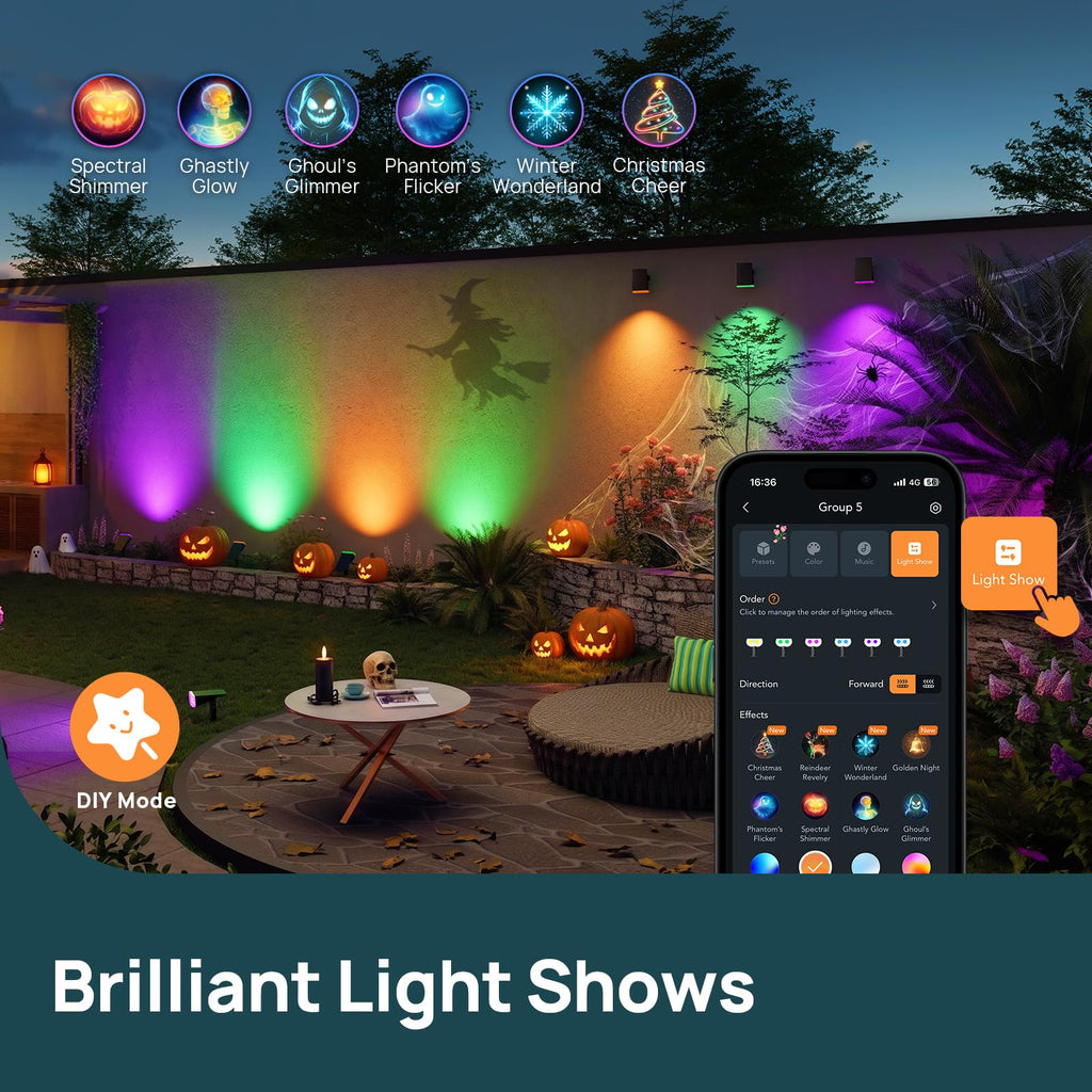 Linkind Smart Solar Spot Lights Outdoor SL5C, IP67 Halloween Lights Outdoor