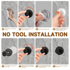 AuraHaven Suction Cup Shower Hooks for Inside Shower – 15 LB Heavy-Duty No-Drill Towel Hooks, Removable & Reusable for Towels, Robes & Loofah, Waterproof for Glass & Tile(4 Black)