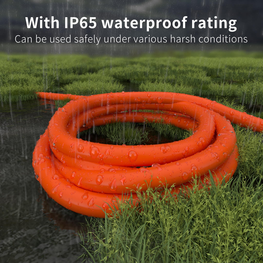 HUANCHAIN 12/3 Gauge Heavy Duty Outdoor Extension Cord 100 ft Waterproof with Lighted end, Flexible Cold-Resistant 3 Prong Electric Cord Outside, 15Amp 1875W 12AWG SJTW, Orange, ETL