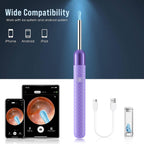 LEIPUT Ear Wax Removal Tool - Ear Cleaner with 1080P Camera - Ear Canal Cleaner - Ear Cleaning Kit with 6 Ear Spoon - Ear Camera for iOS & Android - Birthday Gifts for Women - Purple