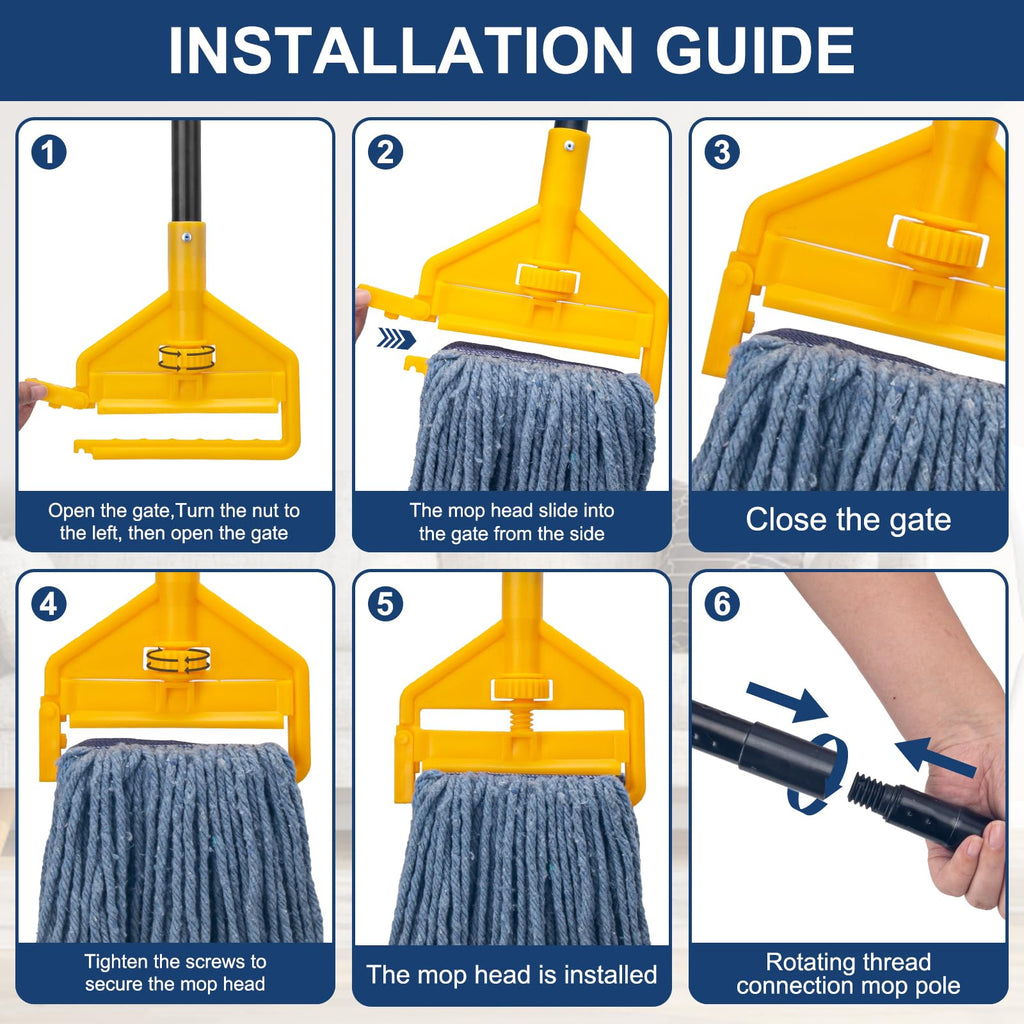 KeFanta 2 Pack Commercial Mop Heavy Duty Industrial Mops,60" Long Handle