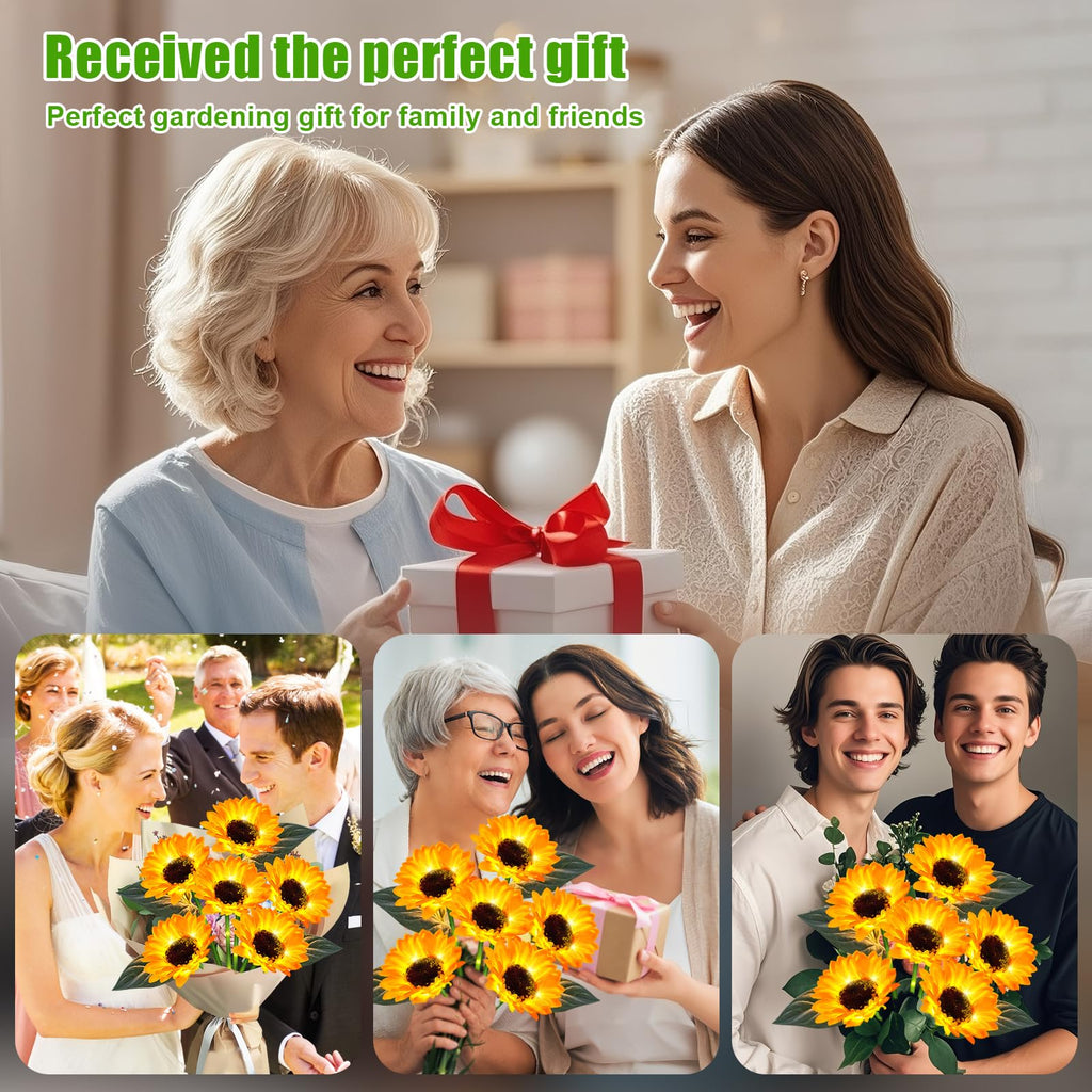 ostritec Sunflower Solar Lights Outdoor Decor, 6 Pack Solar Garden Decor Waterproof Solar Sunflower Outdoor Lights for Garden Patio,Flower Bed, Pathway, Gift for Women, Mom, Grandma (6 Pack)