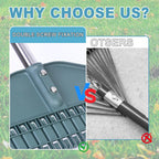 YEELOR Thatch Rake, 66" Adjustable Handle, 17" Wide Dethatcher Rake for Garden, Patio & Lawn, Cleans Dead Grass, Thatch, Pine Needles & Acorns (Right-Angle Hook)