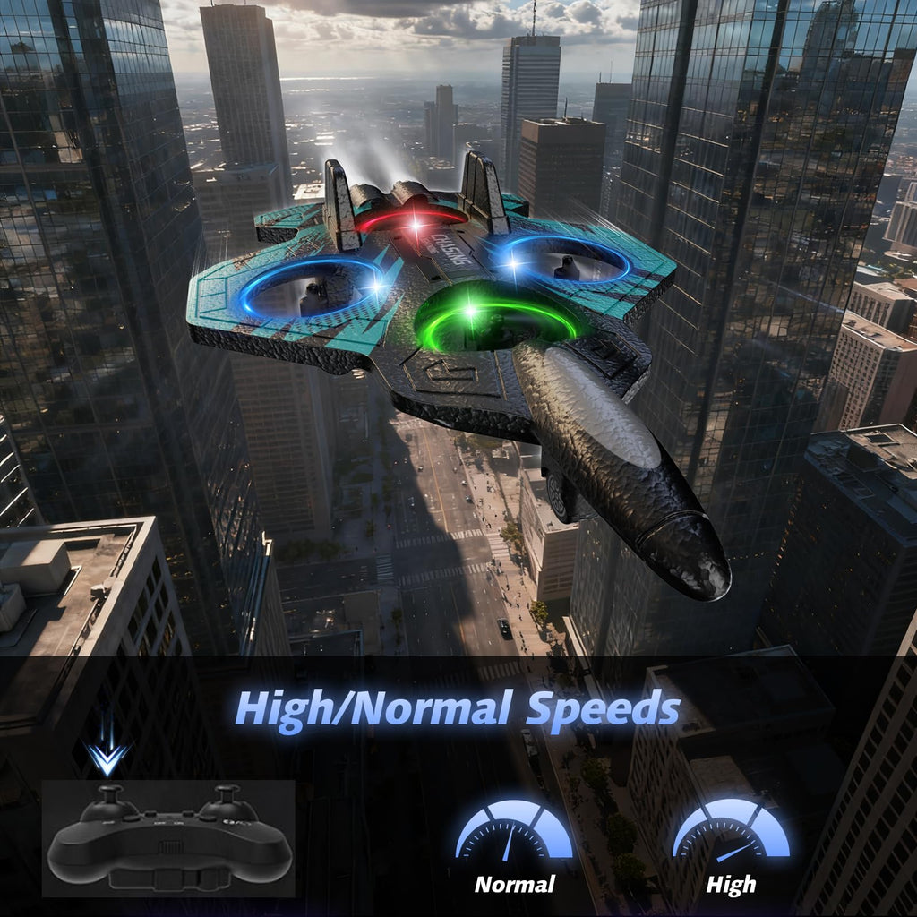 FUNPX Foam RC Plane with 3 Drone Batteries and 3*AAA Batteries (Black/Blue)