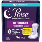 Poise Overnight Incontinence Pads for Women, 8 Drop, 96 ct