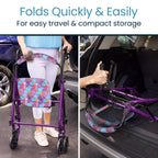 Vive Mobility Steel Rollator Walker with Seat - Foldable, Narrow, Rolling Senior Walker for Small Spaces - 4 Wheel Lightweight Adult Easy Drive with Underseat Storage, Adjustable Height (Black)