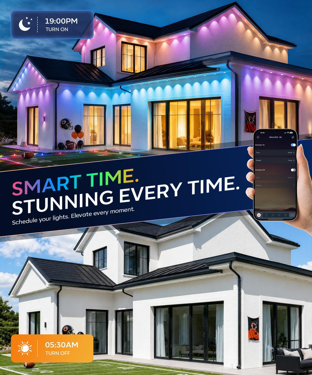 Ecoeve Permanent Outdoor Lights for House, 200ft RGB+IC Christmas LED Light