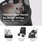 TerraPede 10lbs Ultra-Lightweight Pet Stroller - Compact Folding Umbrella Stroller with Durable Shoulder Strap, 3-Compartment Organizer & Cup Holder - Portable Dog Cat Travel Carriage, Dark Gray
