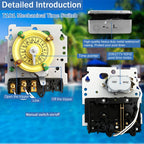 T101 Mechanical Timer Switch, T101 Pool Timer, 120V 2HP SPST 40A Time Switch, 24 Hour 12 ON/Off for Pool Pump, Heavy-Duty Mechanical Time Switches, for Lights Pumps HVAC Systems, 5 Years Warranty