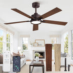 Glowivia 42 Inch Ceiling Fan with Lights and Remote, Smart APP Control, Dimmable with All-Setting Memory, Quiet DC Motor Reversible Blades, Damp Rated Modern Ceiling Fan for Bedroom Patio Living Room