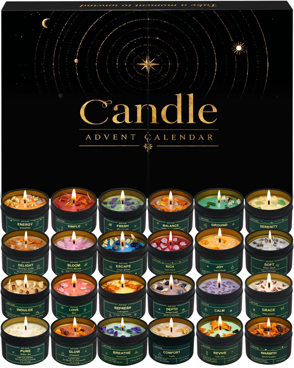 Healing Candle Advent Calendar 2026, 24-Day Christmas Countdown for Women