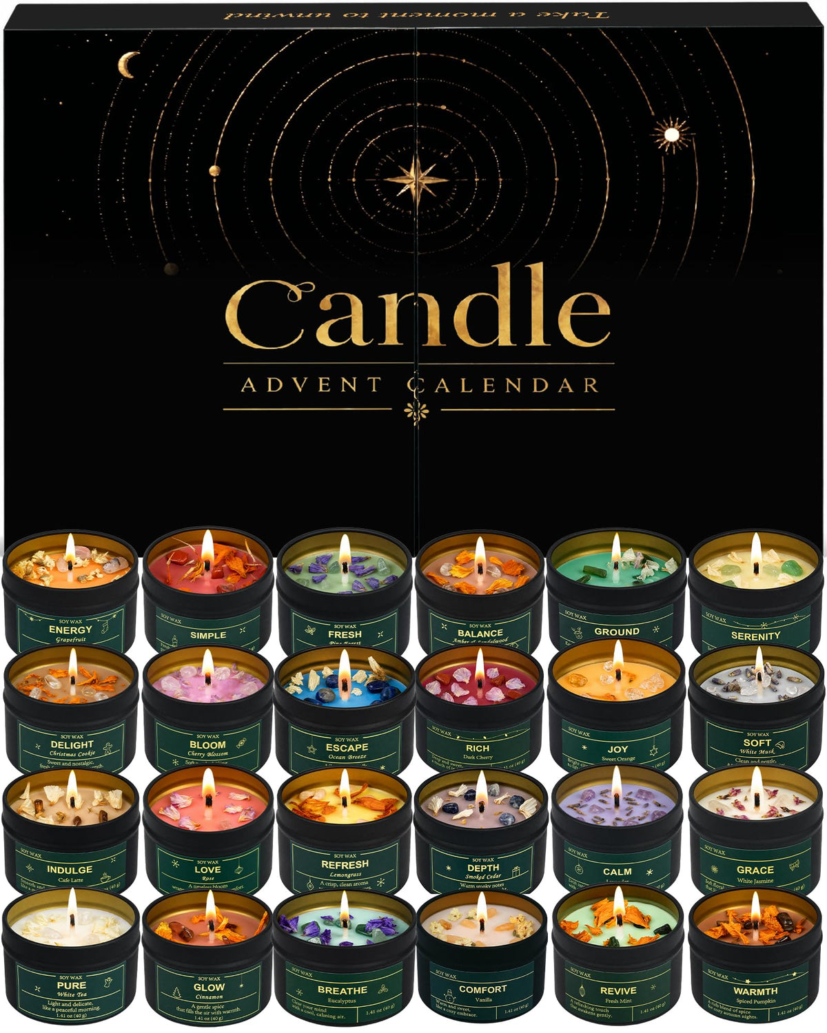 Healing Candle Advent Calendar 2026, 24-Day Christmas Countdown for Women