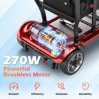 Lightweight Mobility Scooter for Adults & Seniors - Cruise & Airport Approved, 43lb Foldable Portable Motorized Scooters with Removable Lithium Battery for 12.4 Miles Travel, 300lb Capacity, Red