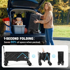 48" XL Collapsible Wagon Cart, 560 lbs Capacity Heavy Duty Folding Wagon with 7" All-Terrain Wheels, Foldable Utility Wagon for Camping, Garden, Shopping, Sports & Moving