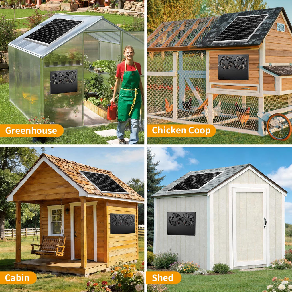 ladate 25W Metal Frame Solar Powered Fan with Battery