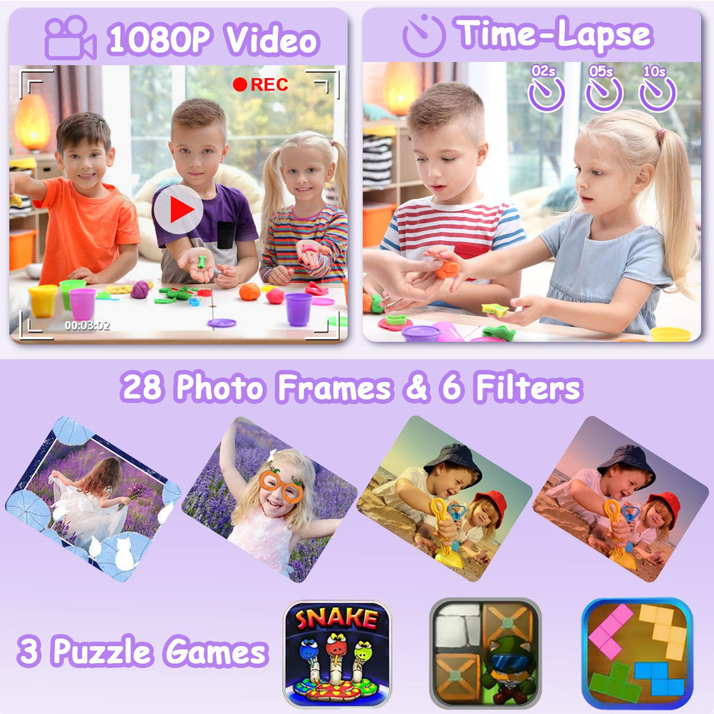 Agoigo Kids Waterproof Underwater Camera Toys for Girls Age 3-12, Purple