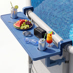 Pooljoyo Poolside Bar For Above Ground Pool, Outdoor Pool Bar Table for Above-Ground Round Pool,40.5in Length Adjustable Poolside Table Pool Shelf with Pool Drink Holder, Above Ground Pool Accessories