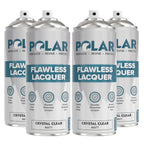 Polar Clear Matte Flawless Lacquer Spray - 4 x 13.5 Fl Oz - Clear Coat Spray Paint - Non-Yellowing & Scratch Resistant - Interior & Exterior Surfaces for Wood, Metal, Plastics, Glass & Ceramics
