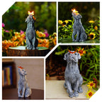 Goodeco Dog Statue with Solar Butterfly Garden Decor