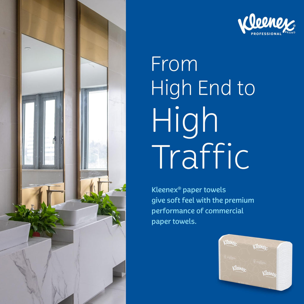 Kleenex Professional Universal Multifold Paper Towels, Bulk (02046), Absorbency Pockets, 9.2" x 9.4" Towel, White (150 Sheets/Pack, 8 Packs/Case, 1,200 Sheet Total)